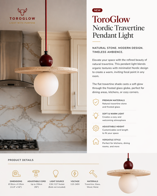 ToroGlow Nordic Travertine Pendant Light