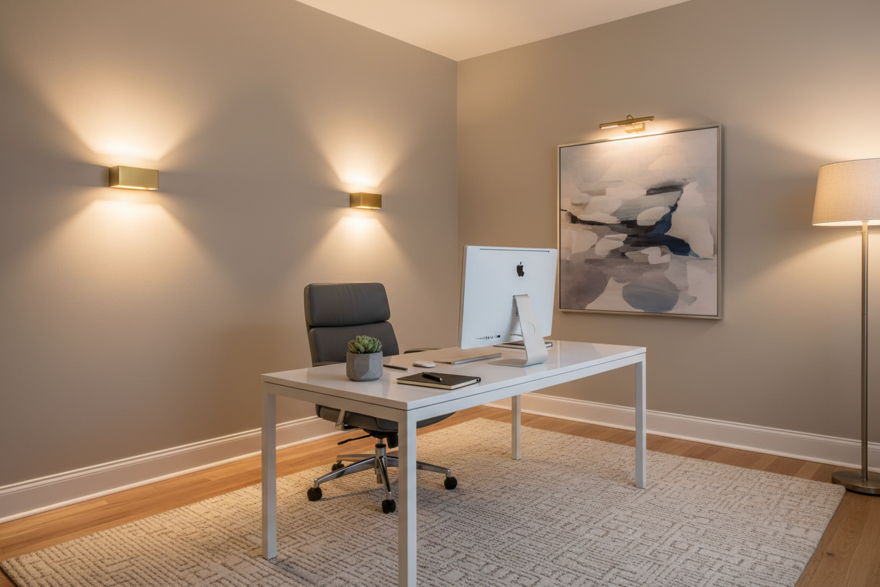 Office with wall lights 